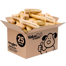 ValueBull Cheek Rolls, Premium Beef Dog Chews, Jumbo 5-6 Inch, 25 Count Bulk Pack - Long Lasting Dog Chews, Single Ingredient Rawhide Alternative, Angus Beef, Cleans Teeth