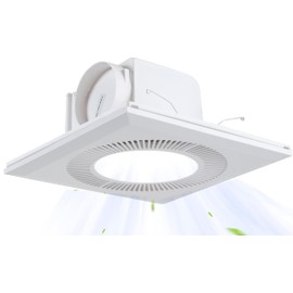 yeler Bathroom Exhaust Fan with Light DC Energy-Saving Bathroom Ventilation Fan, Ceiling Mount Vent Fan with LED Light 6000K for Home/Bath/Office (white)