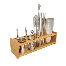 Cocktail Set with Wood Stand 13-Piece