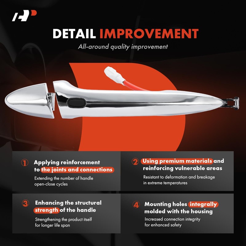 A-Premium Rear Driver and Passenger Side Exterior Door Handle Compatible