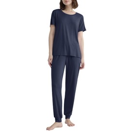Latuza - Conjunto de pijama pequeño de viscosa para mujer, marino, Medium Petite