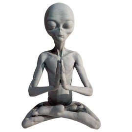 KKPLZZ Meditating Alien Garden Sculptures Statues Ornament Yard Best Art Decor for Indoor Outdoor Home or Office Collectible Figurine Gift (Meditation alien)