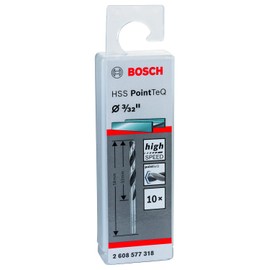 Caja con 10 Unidades de Broca para Metal Bosch Acero Rápido HSS-PointTeQ 3/32"