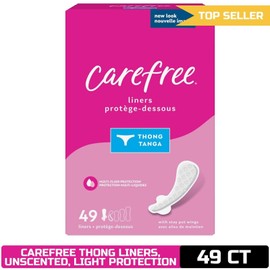 Carefree Pantyliners Thong Liners 49ct Unscented Daily Liners Light Periods Leak