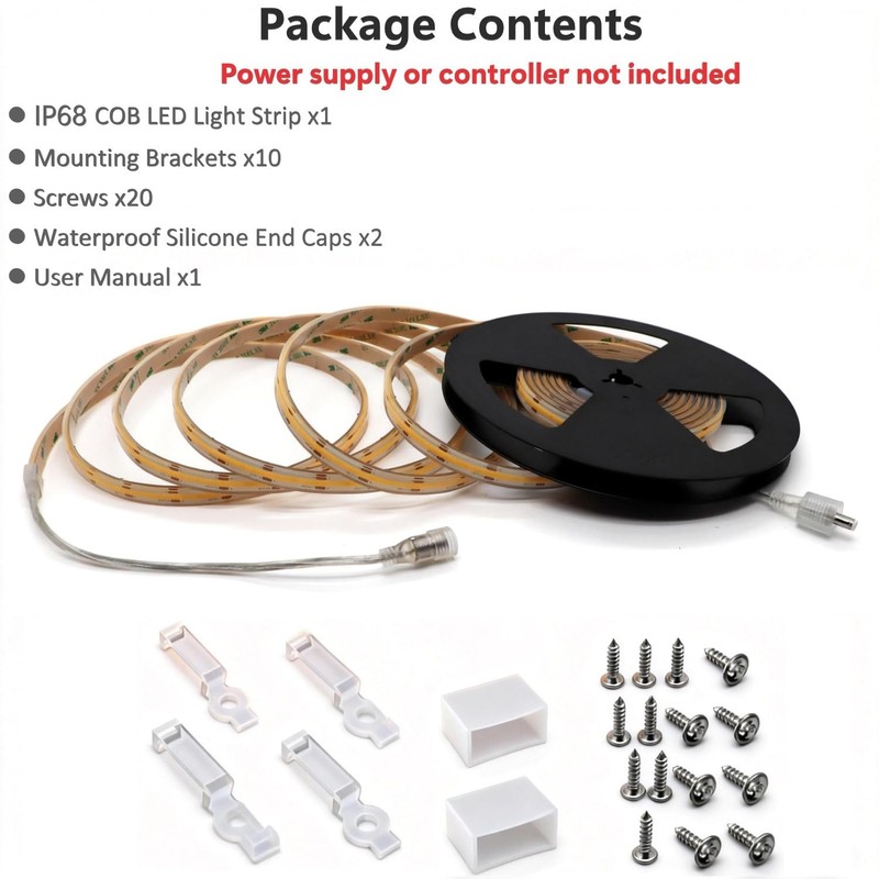 COB LED Strip Light IP68 Waterproof, 16.4FT 12V High Density