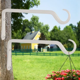 AILIN YELOKIE 10" Plant Hangers 2-Pack - Heavy Duty Rust-Resistant Steel Hooks for Bird Feeders, Indoor/Outdoor Plants & Wall Decor, White