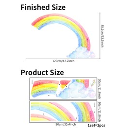 astylishome Kids Wall Stickers Rainbows Peel and Stick Wallpaper Decal Rainbow Cloud Large Walls Decor for Girl Bedroom Baby Shower Nursery Kid Playroom 1109