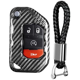 [T-carbon] Real Fiberglass Key Fob Cover for Jeep, Key Fob Protector, Fit for Jeep Makimajin JL JLU Rubicon Sahara JLU Gladiator JT Remote Control Key Accessory 2018-2022 (Silver Black)