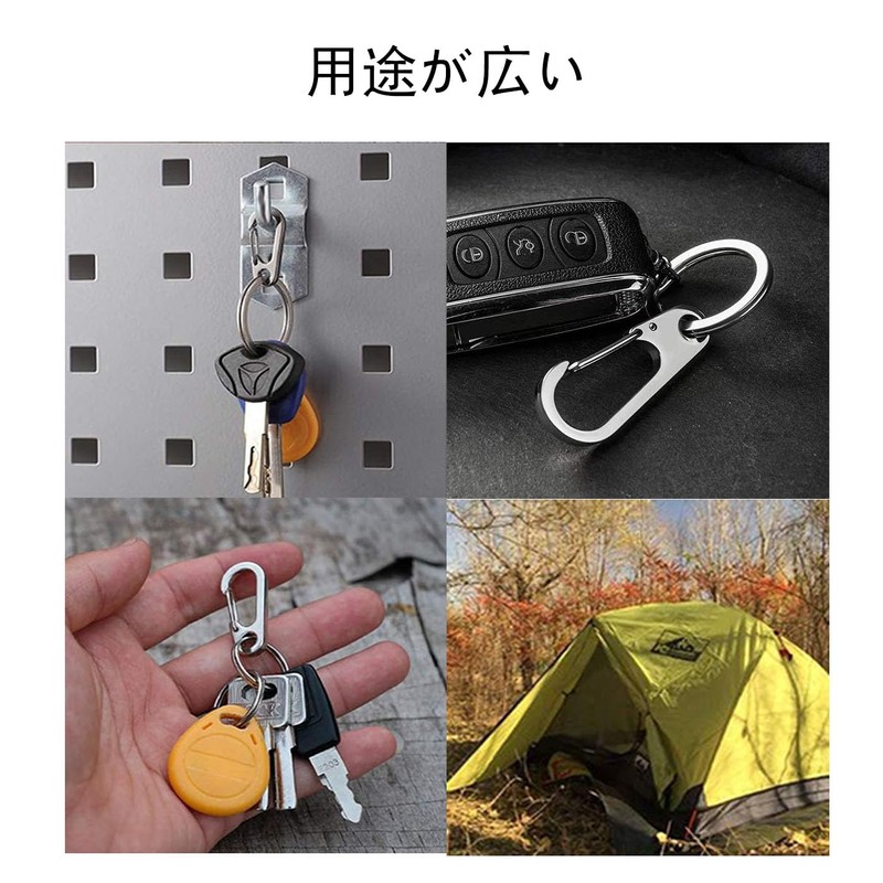 BRIIKPP カラビナ ミニステンレス多機能スナップフック 10個入り スプリングフック 耐食性