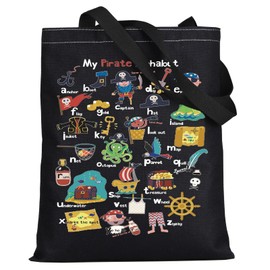 LEVLO Pirate Life Alphabet Canvas Tote Bag Pirate Quote Inspired Gift My Pirate A-Z Alphabet Shoulder Bag (My Pirate BT)