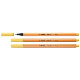 STABILO Pack of 3 Felt-Tip Pens with Fine Point 88, Light Yellowaa
