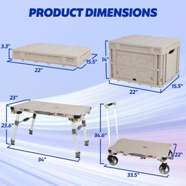 GCCSJ 3 in 1 Folding Camping Table with Storage Convertible Outdoor Multi Functional Cart Camping Table with Storage Box