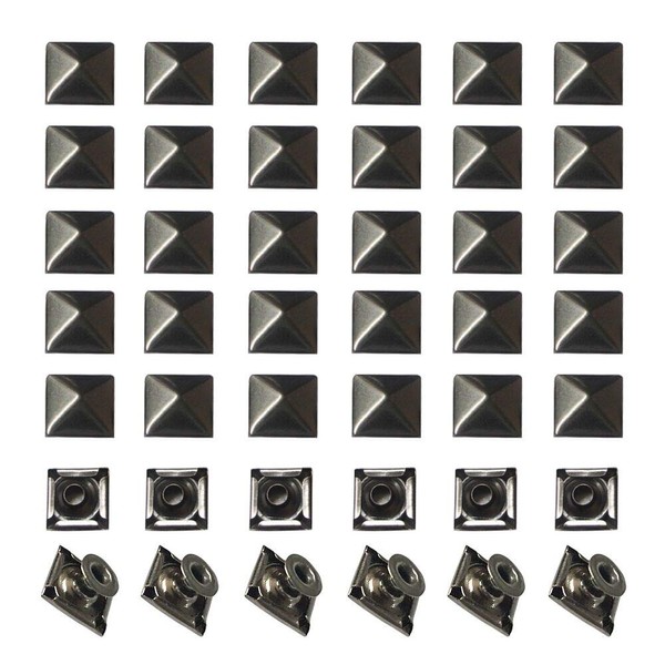 Square Pyramid Studs 8mmx100Pcs Spike Square Studs Rivets Metal Claw Nailhead Rivet Studs Spike Screw Craft Punk Gun Metal for Leather Clothing Bags Jeans Craft for DIY Embellishment
