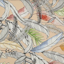 Kt KILOtela - Digital Canvas Fabric Organic Cotton Decorative Slate Cushion Curtains Bedspreads Tablecloths 100cm Long x 280cm Wide Tropical Açai - Pink, Blue, Orange - 1 Metre