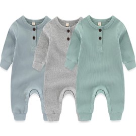 MAMIMAKA Newborn Baby Romper Footless Baby Grow Cotton Baby Clothes for 0-3 Months