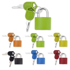 6pcs Suitcase Lockswith Keys Multicolor Small Matel Luggage Padlocks Plastic-Covered Mini Keyed Padlock for Household School Gym Locker Matching Game Dormitories Drawers Suitcases Backpacks (6 Colors)