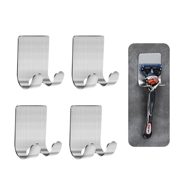 Elegance-go Rasierhalter Dusche,4 Stück Edelstahl Wandhaken Selbstklebend Mehrzweckhaken Halterung Dusche