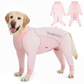 Yeapeeto Dog Sun Protection Cooling Suit UPF 50+, Quick-Dry Breathable Jumpsuit for Large & Medium Dogs, Outdoor Dirt-Resistant Shedding Control Pet Apparel (Blush Pink, 3X-Large)