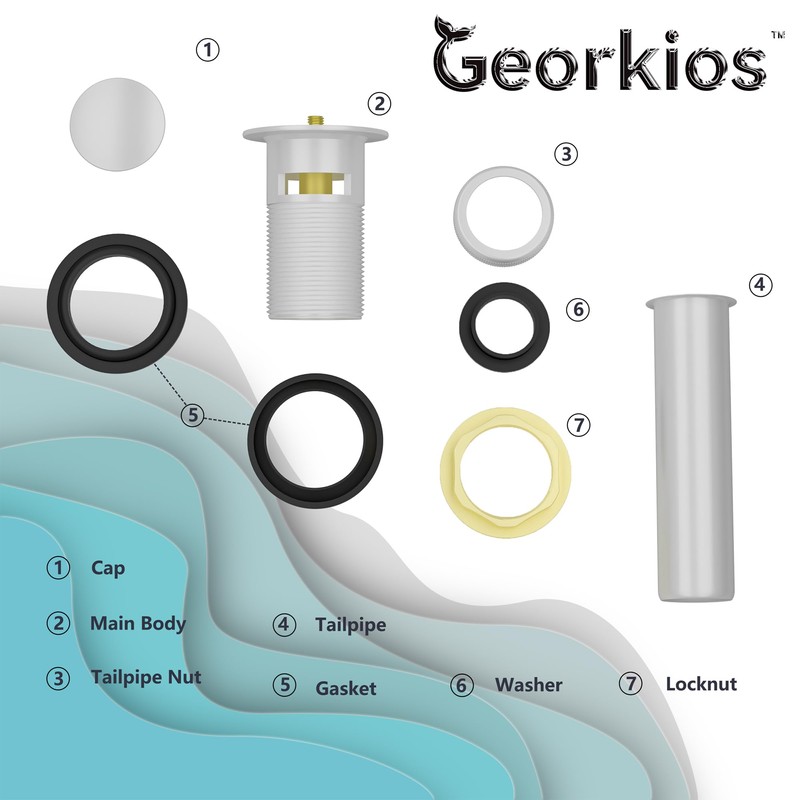 Bathroom Sink Drain with Overflow, Rustproof Vessel Lavatory Vanity Pop