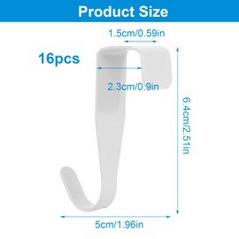 xnnmzhao Stainless Steel Door Hooks, Pack of 16 Door Hooks, White Hooks, Stainless Steel Clothes Hooks, Coat Hooks, Outdoor House Door Hooks for Hanging for Cupboard Door and Room Door