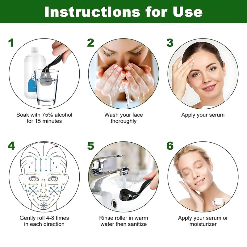 Derma Roller-540 Titanium Micro Needles, Skin Roller Needle for Men