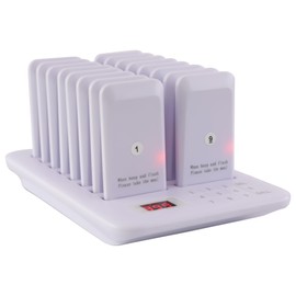 LOUKIENE Restaurant Pager System, Pagers for Restaurants Wireless Calling System Touch Keypad, 16 Pagers and Beepers for Food Truck Bars Court Restaurants Hotels Cafe Shops Clinics (White)