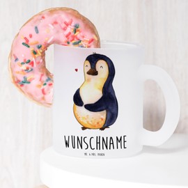 Mr. & Mrs. Panda Personalisierte Teetasse Pinguin Diät - Personalisierte Geschenke, Motivation, Körperliebe, Personalisierter Teebecher, Teeglas mit