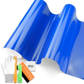 5FTx6FT Premium Super Gloss Glossy Intense Blue Car Vinyl Wrap Self Adhesive Automotive Sticker Decal Air Release Film with Free Tool Kit