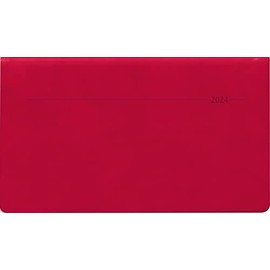 Horizontal Timer Touch Coral Red 2024 - Pocket Calendar 15.6 x 9 cm - Separate Address Book - Weekly - 128 Pages - Landscape Planner - Alpha Edition