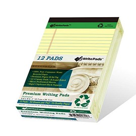 KAISA Thick Legal Pad Premium Writing Pads Notepads 5“x8” Legal Pad 50sheets/Pad Perforated 20lb Recycled Paper Pads, Canary 12pad , KSU-6948