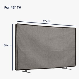kwmobile Linen Case Compatible with 43 Inch TV - Dust Cover Protective Cover for TV - TV Screen Dust Hood in Dark Grey