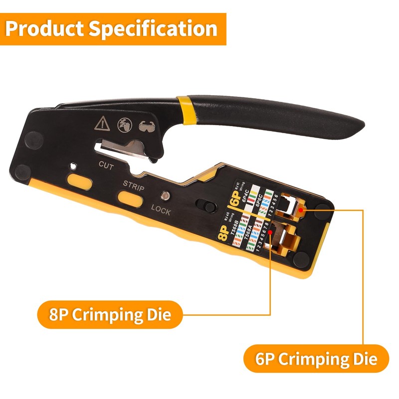 Doppy RJ45/RJ11/RJ12 Pass Through Crimp Tool Kit with 50PCS CAT6