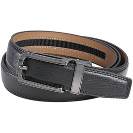 Marino Mens Genuine Leather Ratchet Dress Belt with Open Linxx Buckle - Lockdown - Deep Charcoal - Adjustable from 28" to 44" Waist