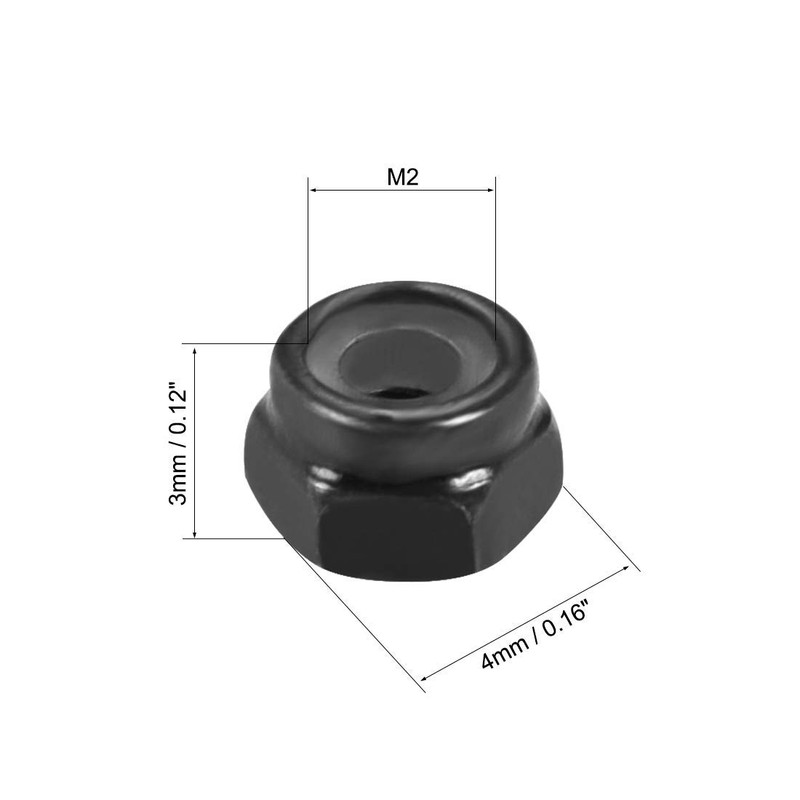 TA-VIGOR 100Pcs Hex Lock Nuts, M2 x 0.4mm Threaded Carbon