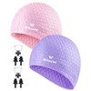 2 Pack Unisex Silicone Swim Cap for Women Men, Large
