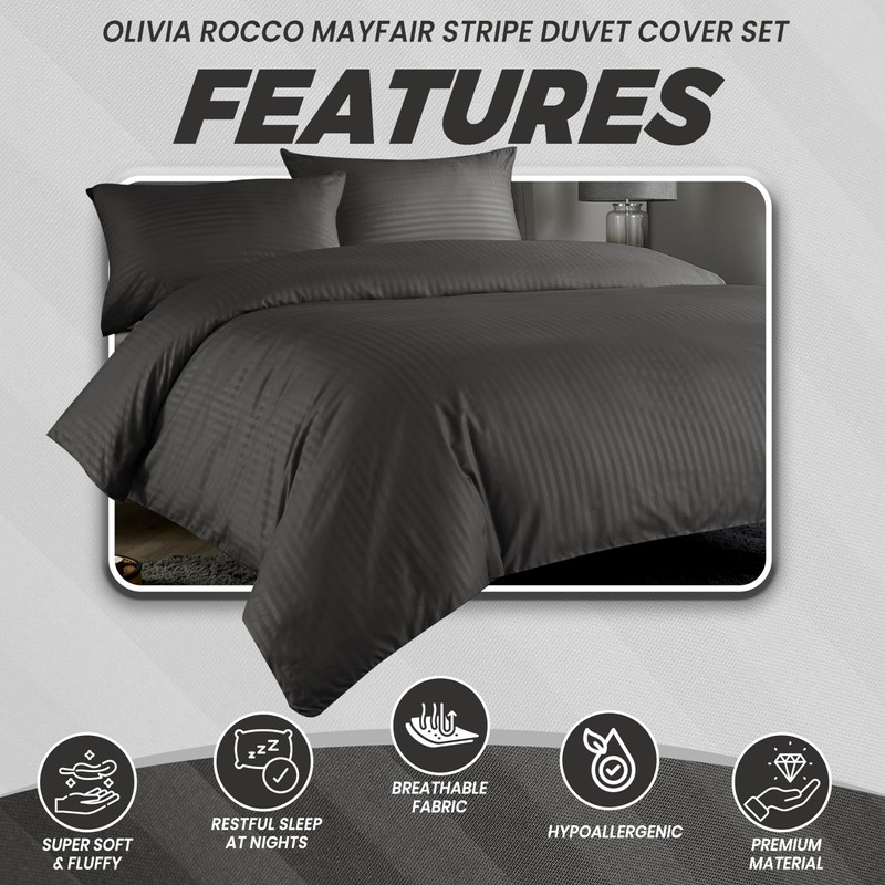 Olivia Rocco Mayfair Stripe Duvet Cover Set Easy Care Satin