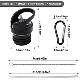 Sxutop Pack of 4 Drinking Bottles Replacement Lid Straw Lid for Drinking Bottle Standard Straw Lid Standard Mouth Replacement Lid Water Bottle with 4 Straws for Sports Caps Water Bottle Accessories