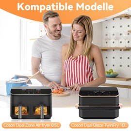 2 Stück Spritzschutz Zubehör für Cosori Dual Zone Air fryer 8,5L / Dual Blaze TwinFry 10L Heißluftfritteuse, Edelstahl Fettspritzschutz Magnetische Installation