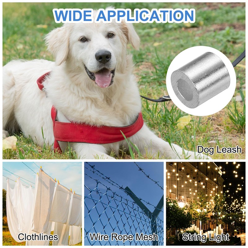 sourcing map Aluminum Wire Rope Stop Sleeve 1/8"(3mm) Crimping Loop