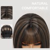 JulyQueen Brown Highlight Wig with Bangs Synthetic Wigs for black