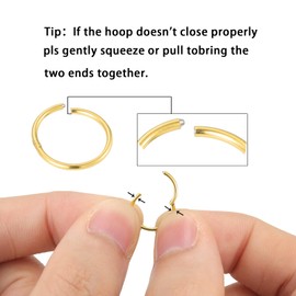 LOVANS Pack of 6 Nose Rings Stainless Steel Nose Piercing Hoop Nose Ring Set for Women Men Silver and Gold Hypoallergenic Earrings 6 mm 8 mm 10 mm, Stainless Steel