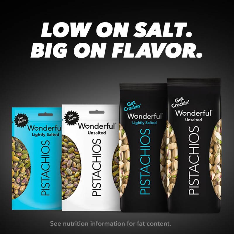Wonderful Pistachios No Shells, Unsalted Nuts, 6 Ounce Resealable Bag,