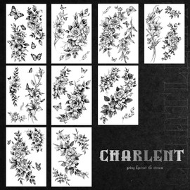 CHARLNET Realistic Flower Temporary Tattoos for Women - 9 Large Sheets Flower Rose Tattoos For Women Body Art Arm Chest Legs Shoulder