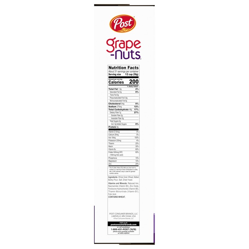 Grape-Nuts Cereal, Low Fat, High Fiber, Kosher 64 Ounce Box
