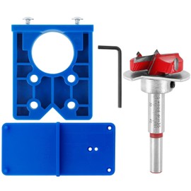 Bestgle Concealed Hinge Jig Kit Woodworking Tool Drill Bits Hinge Drilling Hole Router Jig for Cabinet Cupboard Door Installation, Hinge Hole Drill Guide Set with 35mm Forstner Bit