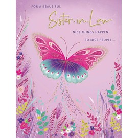 Piccadilly Greetings Group Ltd Modern Birthday Card Sister in Law - 8 x 6 inches, A11715, Lavender
