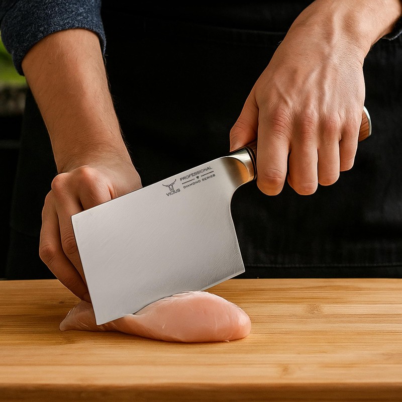 VICIUS 7.5-Inch Cleaver – 67-Layer Damascus Steel Tuoda Series, Razor-Sharp