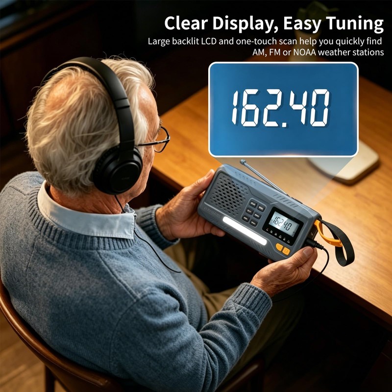 Emergency Weather Radio with NOAA Alert, Hand Crank Solar Radio