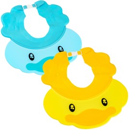 Adjustable Eye and Ear Protection, 2 Pieces, Blue + Yellow, Soft Shampoo Protection for Toddlers and Adults, Shower Cap Kids, Baby Shampoo Cap, Hair Washing Aid for Hair Washing Without Tears