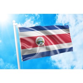 DMSE Costa Rica Rican Flag 2x3 Ft Foot 100% Polyester 100D Flag UV Resistant (2' X 3' Ft Foot)